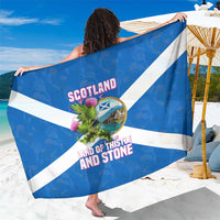 Scotland Sarong with Blue Saltire Flag with Thistle Flowers Highland Landscape and Land of Thistle and Stone - Wonder Print Shop