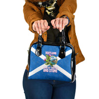 Scotland Shoulder Handbag with Blue Saltire Flag with Thistle Flowers Highland Landscape and Land of Thistle and Stone - Wonder Print Shop