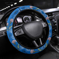 Scotland Steering Wheel Cover with Blue Saltire Flag with Thistle Flowers Highland Landscape and Land of Thistle and Stone - Wonder Print Shop