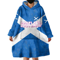 Scotland Wearable Blanket Hoodie with Blue Saltire Flag with Thistle Flowers Highland Landscape and Land of Thistle and Stone - Wonder Print Shop