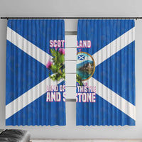 Scotland Window Curtain with Blue Saltire Flag with Thistle Flowers Highland Landscape and Land of Thistle and Stone - Wonder Print Shop