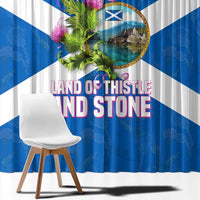 Scotland Window Curtain with Blue Saltire Flag with Thistle Flowers Highland Landscape and Land of Thistle and Stone - Wonder Print Shop