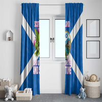 Scotland Window Curtain with Blue Saltire Flag with Thistle Flowers Highland Landscape and Land of Thistle and Stone - Wonder Print Shop