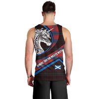 Scotland Men Tank Top with Red Blue Tartan Pattern with Unicorn Illustration Saltire Flag and Where Tartan Meets Myth Quote Design - Wonder Print Shop