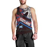 Scotland Men Tank Top with Red Blue Tartan Pattern with Unicorn Illustration Saltire Flag and Where Tartan Meets Myth Quote Design - Wonder Print Shop