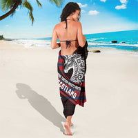 Scotland Sarong with Red Blue Tartan Pattern with Unicorn Illustration Saltire Flag and Where Tartan Meets Myth Quote Design - Wonder Print Shop