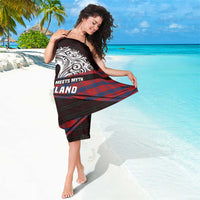 Scotland Sarong with Red Blue Tartan Pattern with Unicorn Illustration Saltire Flag and Where Tartan Meets Myth Quote Design - Wonder Print Shop