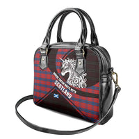 Scotland Shoulder Handbag with Red Blue Tartan Pattern with Unicorn Illustration Saltire Flag and Where Tartan Meets Myth Quote Design - Wonder Print Shop