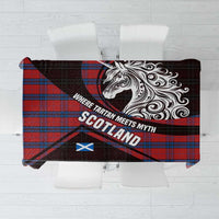 Scotland Tablecloth with Red Blue Tartan Pattern with Unicorn Illustration Saltire Flag and Where Tartan Meets Myth Quote Design - Wonder Print Shop