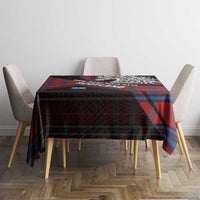 Scotland Tablecloth with Red Blue Tartan Pattern with Unicorn Illustration Saltire Flag and Where Tartan Meets Myth Quote Design - Wonder Print Shop