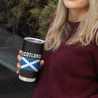 Scotland Tumbler Cup with Red Blue Tartan Pattern with Unicorn Illustration Saltire Flag and Where Tartan Meets Myth Quote Design - Wonder Print Shop