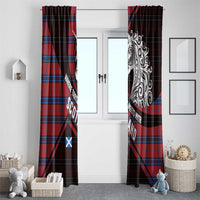 Scotland Window Curtain with Red Blue Tartan Pattern with Unicorn Illustration Saltire Flag and Where Tartan Meets Myth Quote Design - Wonder Print Shop