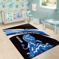 Scotland Lion Area Rug with Blue and White Saltire and Tartan Pattern - Wonder Print Shop