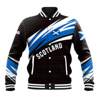 Scotland Lion Baseball Jacket with Blue and White Saltire and Tartan Pattern - Wonder Print Shop