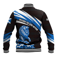 Scotland Lion Baseball Jacket with Blue and White Saltire and Tartan Pattern - Wonder Print Shop