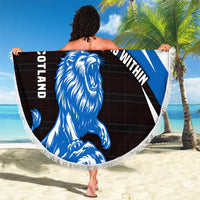 Scotland Lion Beach Blanket with Blue and White Saltire and Tartan Pattern - Wonder Print Shop