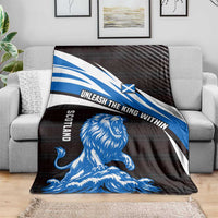 Scotland Lion Blanket with Blue and White Saltire and Tartan Pattern - Wonder Print Shop