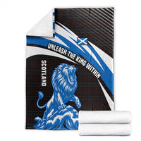 Scotland Lion Blanket with Blue and White Saltire and Tartan Pattern - Wonder Print Shop