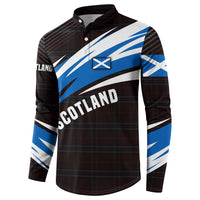 Scotland Lion Button Sweatshirt with Blue and White Saltire and Tartan Pattern - Wonder Print Shop