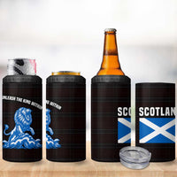 Scotland Lion 4 in 1 Can Cooler Tumbler with Blue and White Saltire and Tartan Pattern - Wonder Print Shop
