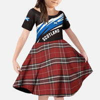 Scotland Lion Family Matching Off Shoulder Maxi Dress and Hawaiian Shirt with Blue and White Saltire and Tartan Pattern - Wonder Print Shop
