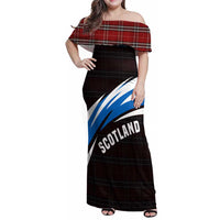 Scotland Lion Family Matching Off Shoulder Maxi Dress and Hawaiian Shirt with Blue and White Saltire and Tartan Pattern - Wonder Print Shop