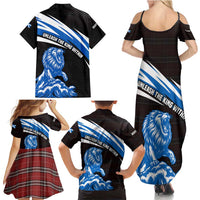 Scotland Lion Family Matching Summer Maxi Dress and Hawaiian Shirt with Blue and White Saltire and Tartan Pattern - Wonder Print Shop