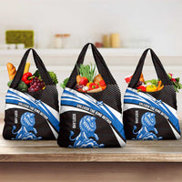 Scotland Lion Grocery Bag with Blue and White Saltire and Tartan Pattern - Wonder Print Shop