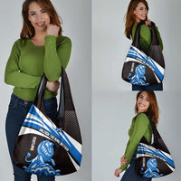 Scotland Lion Grocery Bag with Blue and White Saltire and Tartan Pattern - Wonder Print Shop