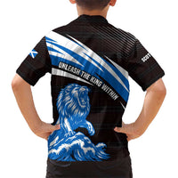 Scotland Lion Hawaiian Shirt with Blue and White Saltire and Tartan Pattern - Wonder Print Shop