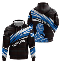 Scotland Lion Hoodie with Blue and White Saltire and Tartan Pattern - Wonder Print Shop