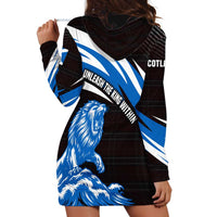 Scotland Lion Hoodie Dress with Blue and White Saltire and Tartan Pattern - Wonder Print Shop