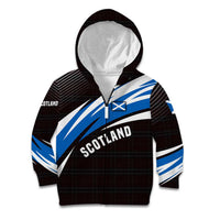 Scotland Lion Kid Hoodie with Blue and White Saltire and Tartan Pattern - Wonder Print Shop