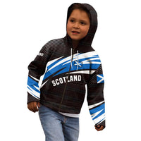 Scotland Lion Kid Hoodie with Blue and White Saltire and Tartan Pattern - Wonder Print Shop