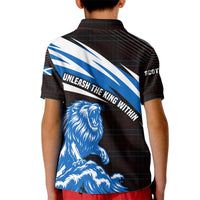 Scotland Lion Kid Polo Shirt with Blue and White Saltire and Tartan Pattern - Wonder Print Shop