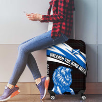 Scotland Lion Luggage Cover with Blue and White Saltire and Tartan Pattern - Wonder Print Shop