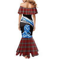 Scotland Lion Mermaid Dress with Blue and White Saltire and Tartan Pattern - Wonder Print Shop