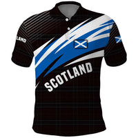 Scotland Lion Polo Shirt with Blue and White Saltire and Tartan Pattern - Wonder Print Shop
