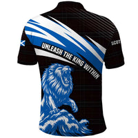 Scotland Lion Polo Shirt with Blue and White Saltire and Tartan Pattern - Wonder Print Shop