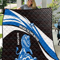 Scotland Lion Quilt with Blue and White Saltire and Tartan Pattern - Wonder Print Shop