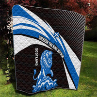 Scotland Lion Quilt with Blue and White Saltire and Tartan Pattern - Wonder Print Shop