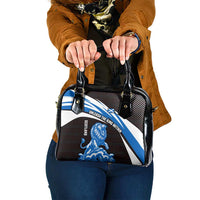 Scotland Lion Shoulder Handbag with Blue and White Saltire and Tartan Pattern - Wonder Print Shop