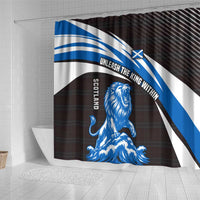 Scotland Lion Shower Curtain with Blue and White Saltire and Tartan Pattern - Wonder Print Shop