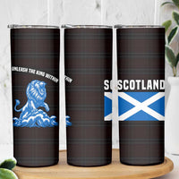 Scotland Lion Skinny Tumbler with Blue and White Saltire and Tartan Pattern - Wonder Print Shop