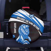 Scotland Lion Spare Tire Cover with Blue and White Saltire and Tartan Pattern - Wonder Print Shop
