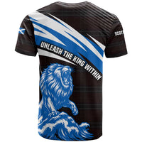 Scotland Lion T Shirt with Blue and White Saltire and Tartan Pattern - Wonder Print Shop