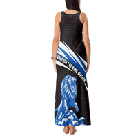 Scotland Lion Tank Maxi Dress with Blue and White Saltire and Tartan Pattern - Wonder Print Shop