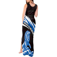 Scotland Lion Tank Maxi Dress with Blue and White Saltire and Tartan Pattern - Wonder Print Shop