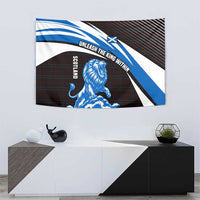 Scotland Lion Tapestry with Blue and White Saltire and Tartan Pattern - Wonder Print Shop