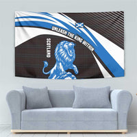 Scotland Lion Tapestry with Blue and White Saltire and Tartan Pattern - Wonder Print Shop